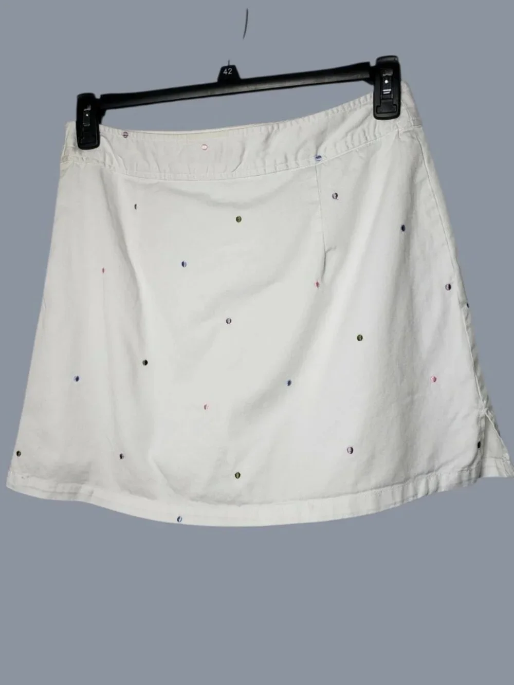 Classic Elements Women’s Embroidered Dot Skirt Skort Casual White Size 8